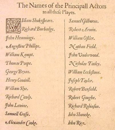 Names Of Shakespeare's Actors
